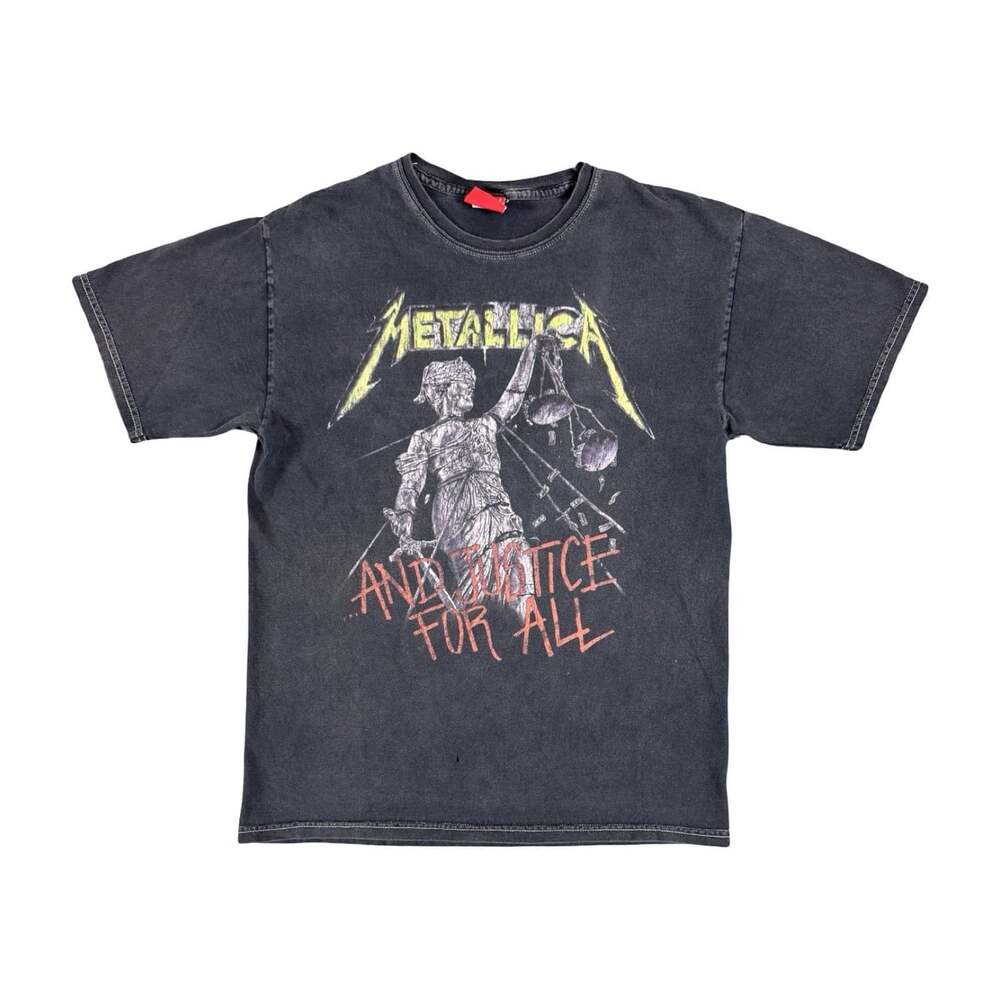Metallica Faded and Distressed And Justice For All Tour Black Graphic T-Shirt